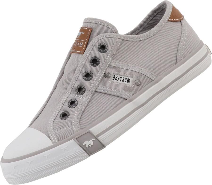 Mustang dames canvas sneaker grijs