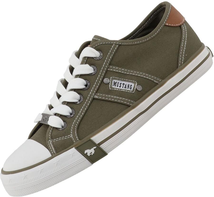Mustang dames canvas sneaker kaki