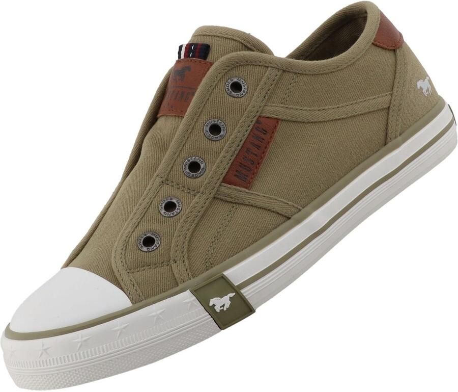 Mustang dames canvas sneaker kaki