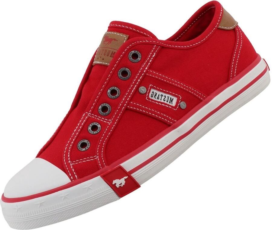 Mustang dames canvas sneaker rood