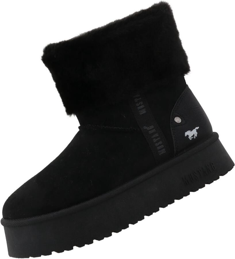 Mustang dames enkellaars zwart gevoerd