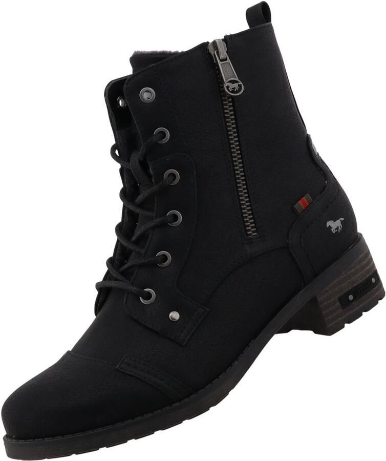 Mustang Shoes Winterlaarsjes FABIENNE Veterenkellaars met blokhak