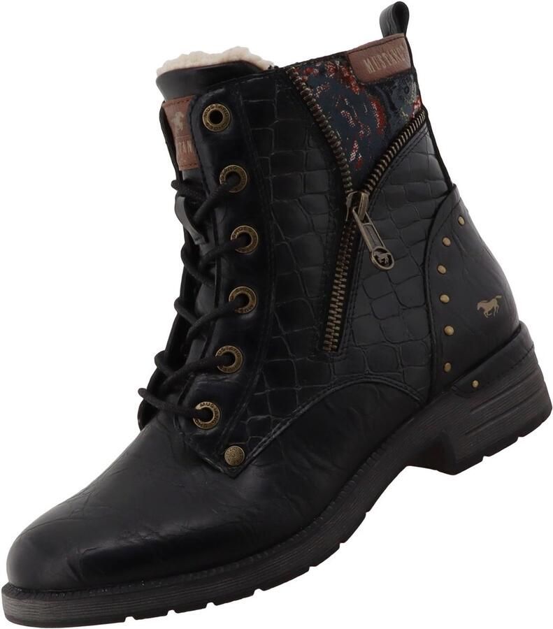 Mustang dames enkellaarsjes gevoerd zwart 15M0072013
