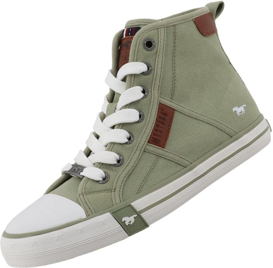 Mustang dames hoge canvas sneaker groen