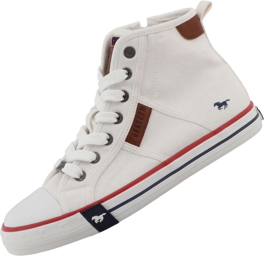 Mustang dames hoge canvas sneaker wit