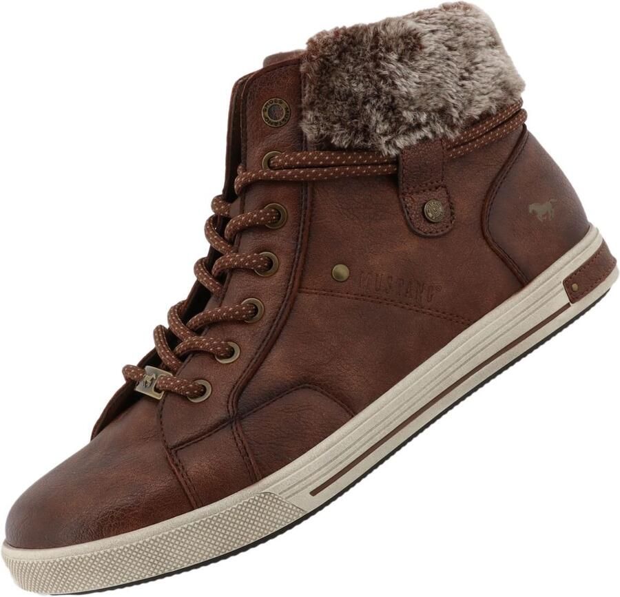 Mustang dames hoge sneaker bruin gevoerd