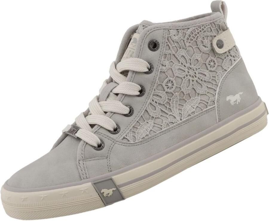 Mustang dames hoge sneaker lichtgrijs
