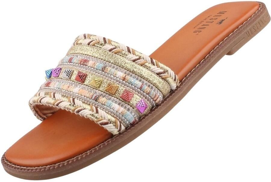 Mustang Shoes Slippers flats sandaal pool slides met modieuze glitterdraden