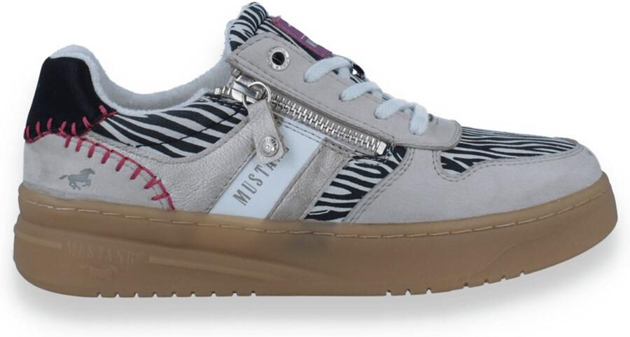 MUSTANG Sneakers laag beige pink zwart wit