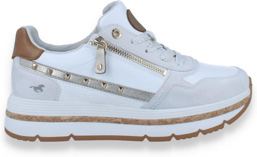 MUSTANG Sneakers laag beige wit
