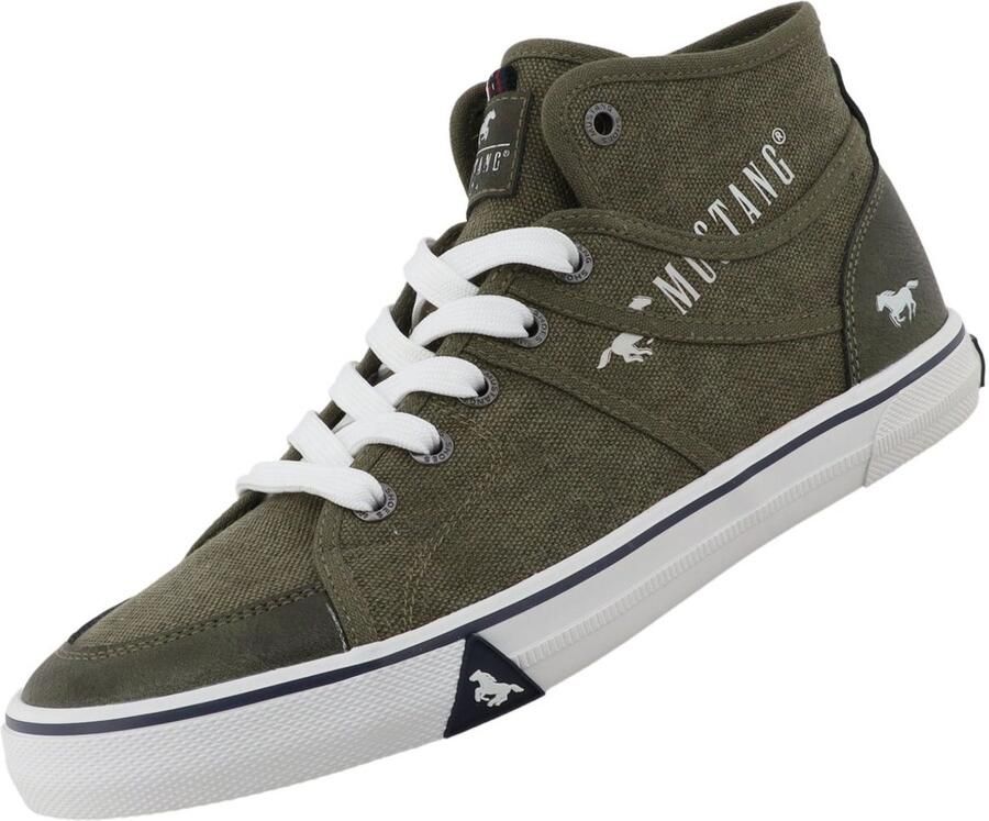 Mustang heren hoge Canvas sneaker kaki