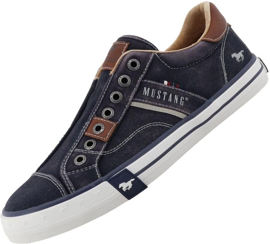 Mustang heren sneaker van canvas blauw