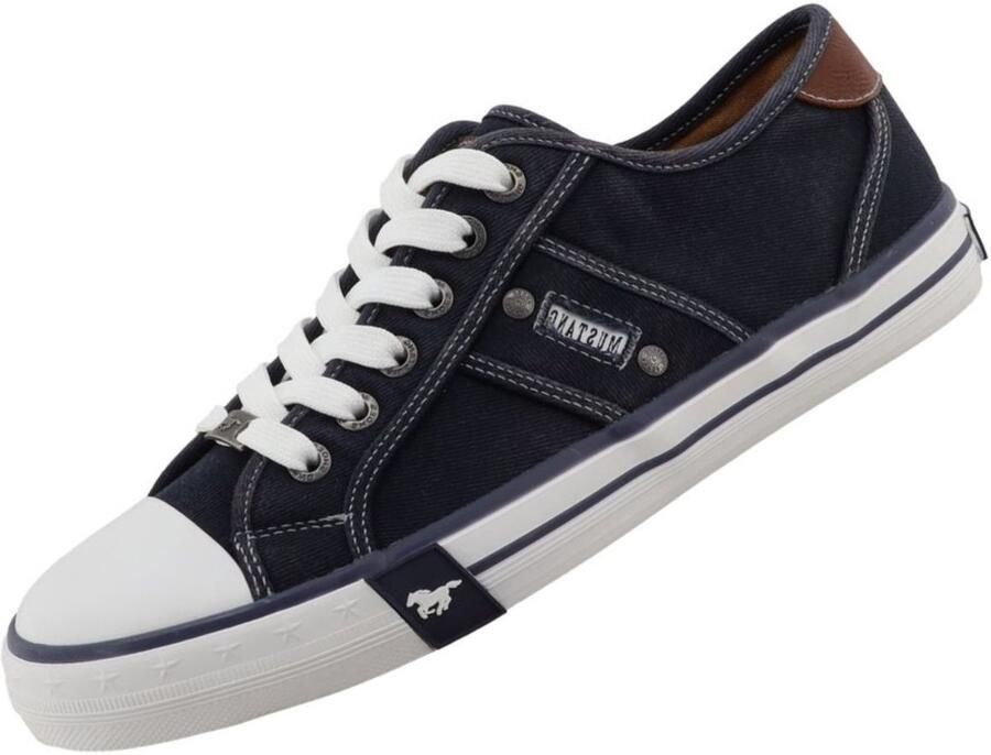 Mustang heren sneaker van canvas blauw