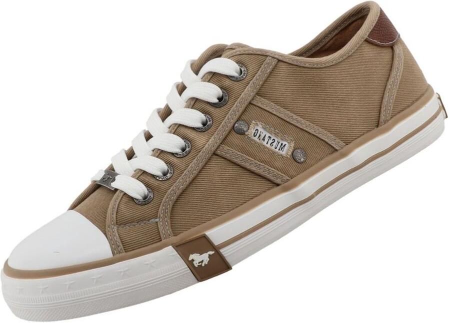 Mustang heren sneaker van canvas lichtbruin