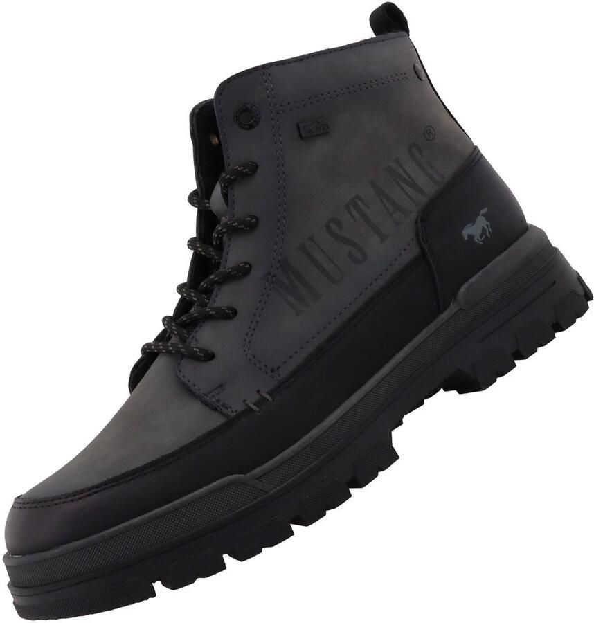 MUSTANG Veterboots 'Peppin' donkergrijs zwart