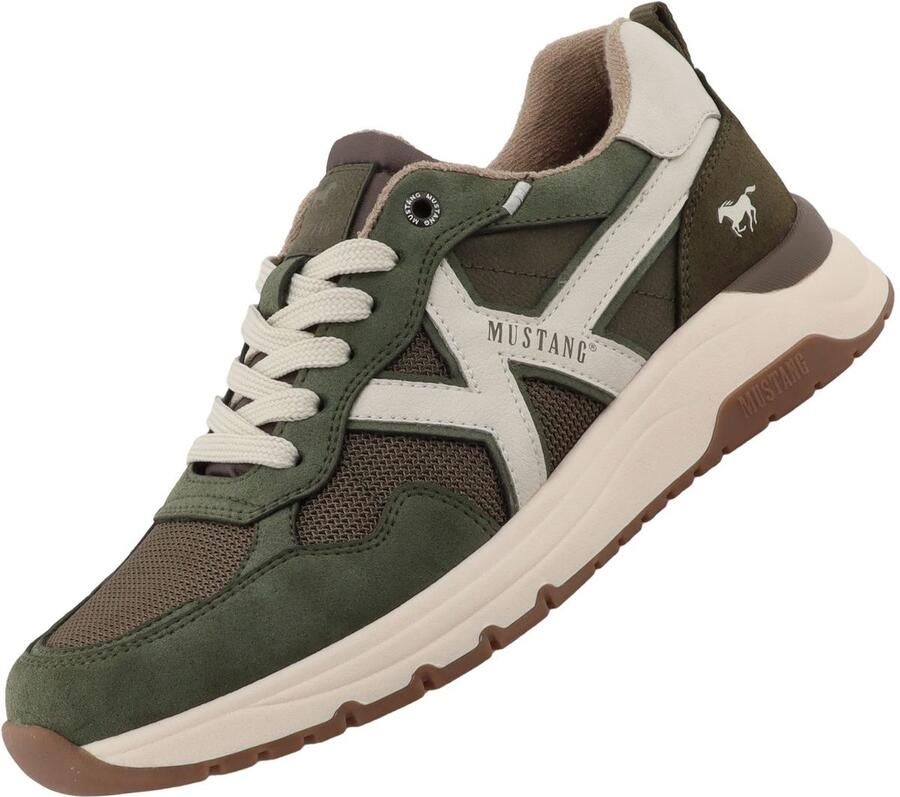 MUSTANG Sneakers laag lichtbeige kaki olijfgroen