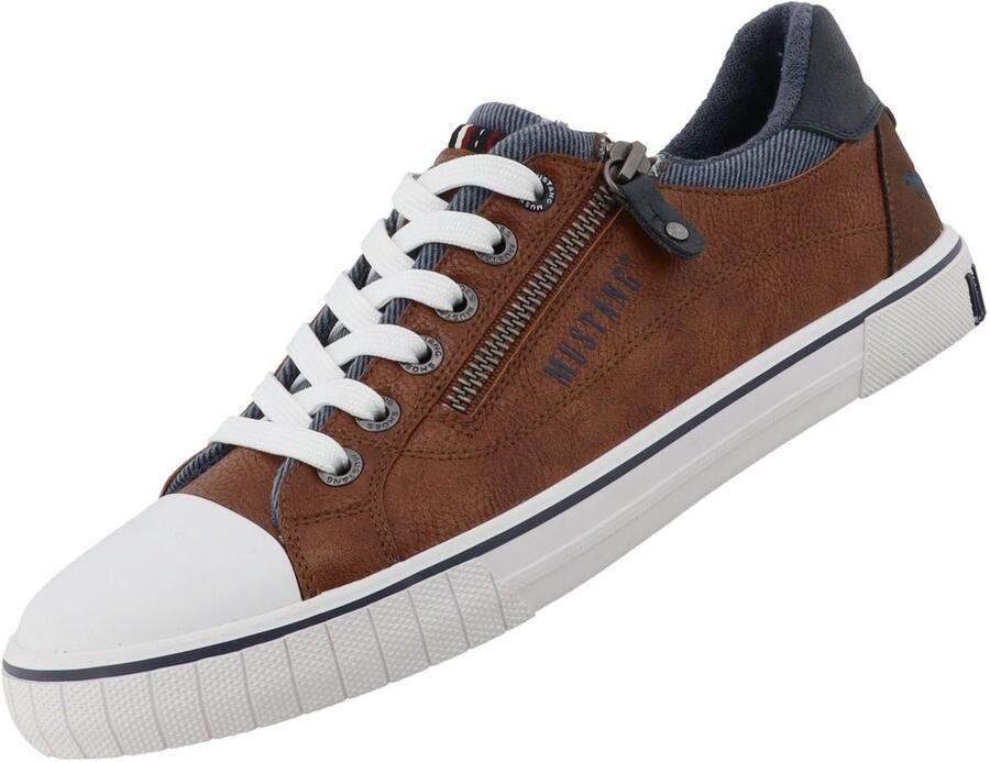 MUSTANG Sneakers laag blauw denim donkerblauw bruin wit