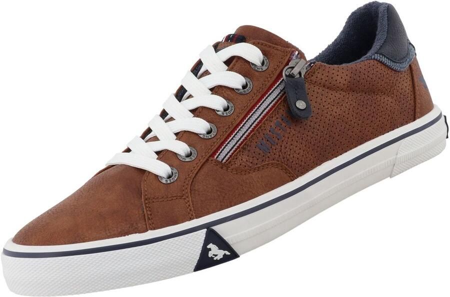 MUSTANG Sneakers laag cognac donkergrijs