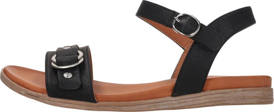 Mustang Zwarte zomersandalen met klittenbandsluiting Black Dames