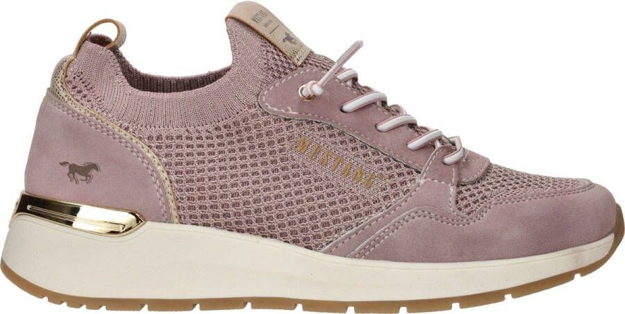 Mustang Lila Glitter Elastische Sneakers Pink Dames