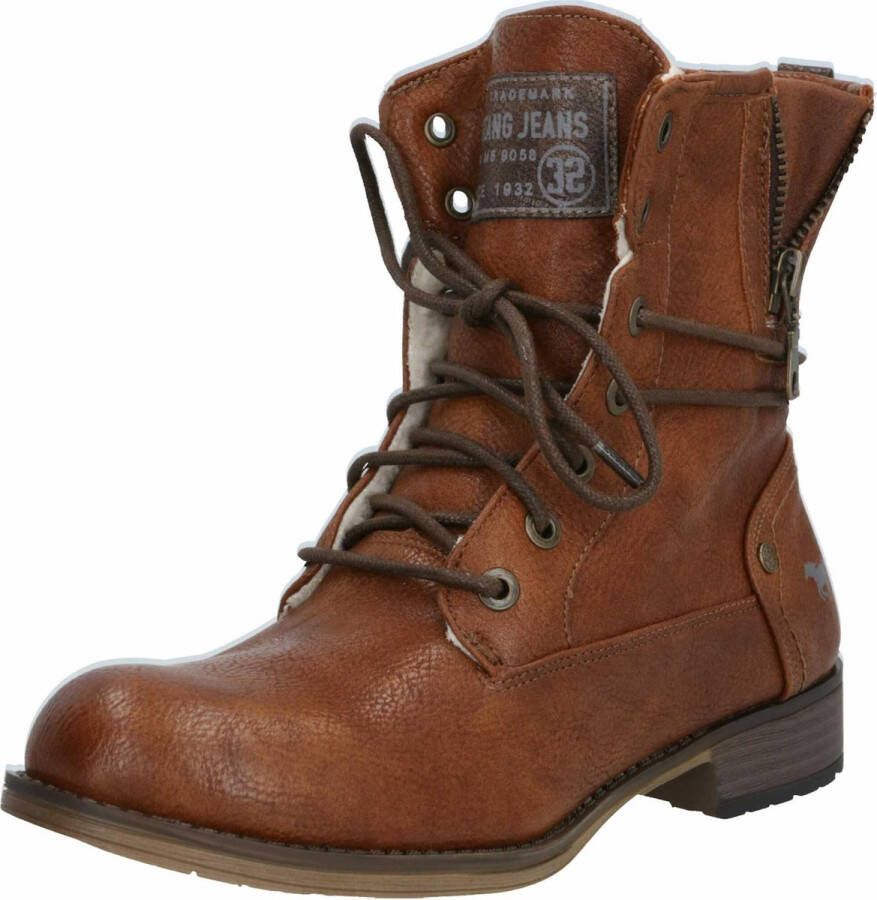 Mustang Shoes Winterlaarzen blokhak winterlaars veterschoenen bezet met studs
