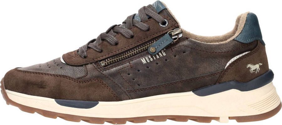 Mustang Comfortabele herensneaker met rits Brown Heren