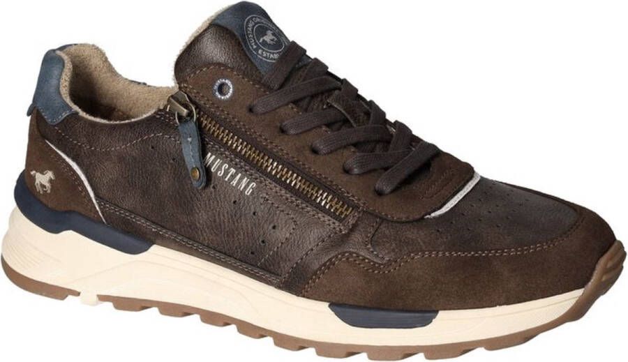 Mustang Comfortabele herensneaker met rits Brown Heren