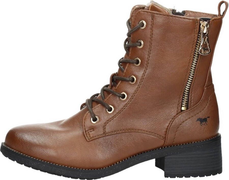 Mustang Shoes Veterlaarsjes lace-up boots block heel with practical inner zipper