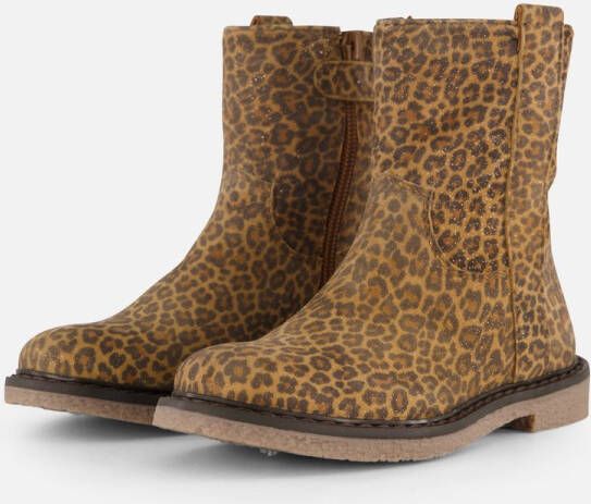 Muyters Leopard Enkellaarsjes bruin Suede Kinderschoenen
