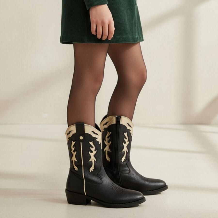 Muyters Cowboylaarzen zwart Leer Kinderschoenen