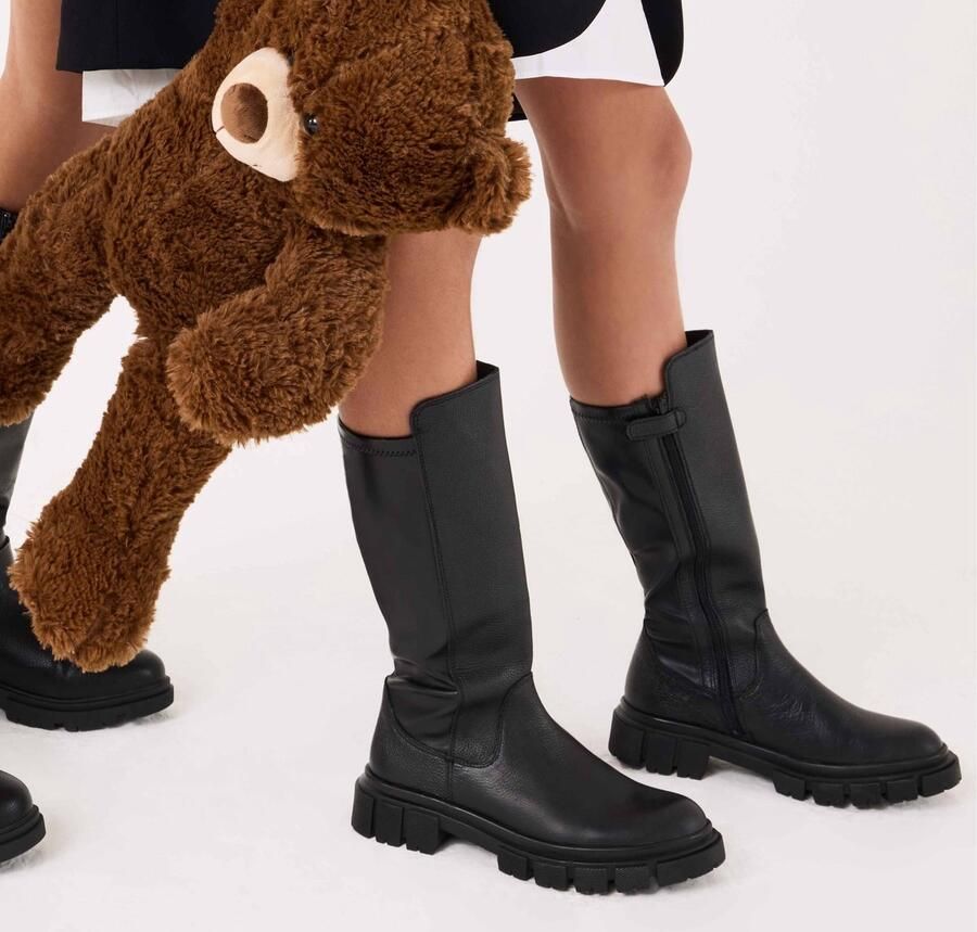 Muyters Hoge Laarzen zwart Leer Kinderschoenen