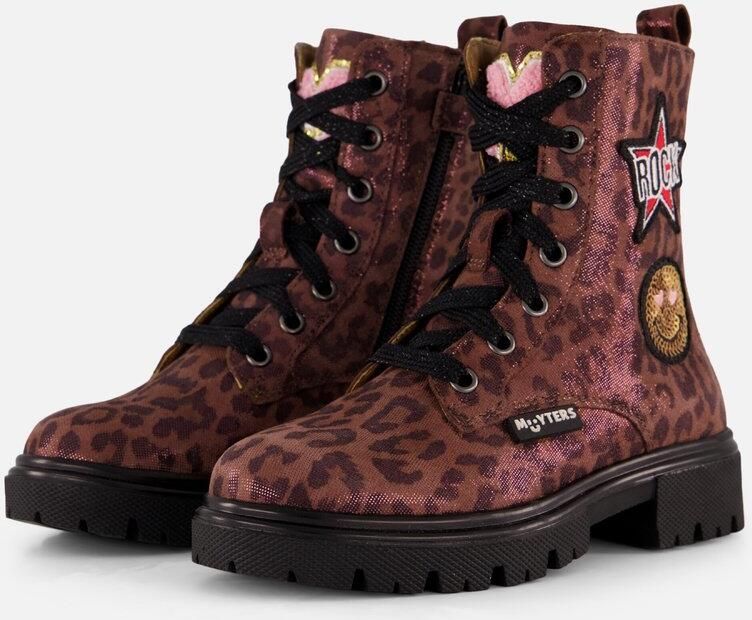 Muyters Rock Veterboots bordeaux Leopard Leer Kinderschoenen