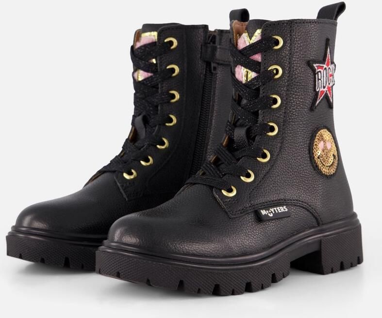 Muyters Rock Veterboots zwart Leer Kinderschoenen