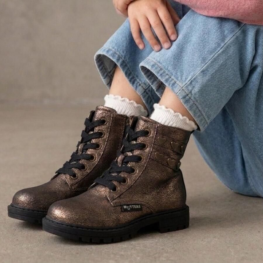 Muyters Veterboots goud Leer Kinderschoenen