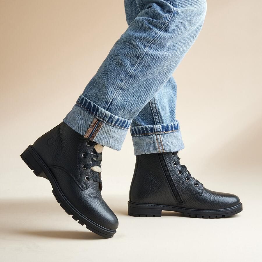 Muyters Veterboots zwart Leer Kinderschoenen