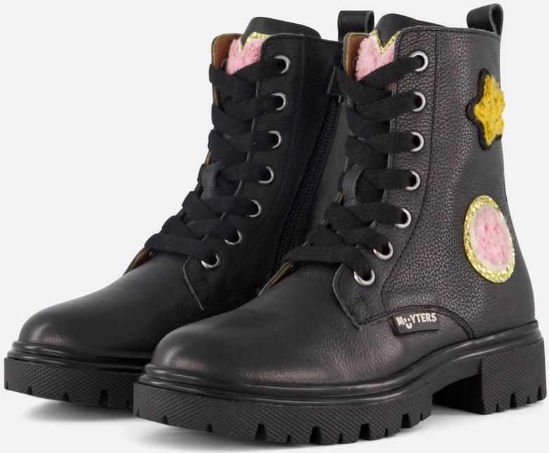 Muyters Veterboots zwart Leer Kinderschoenen