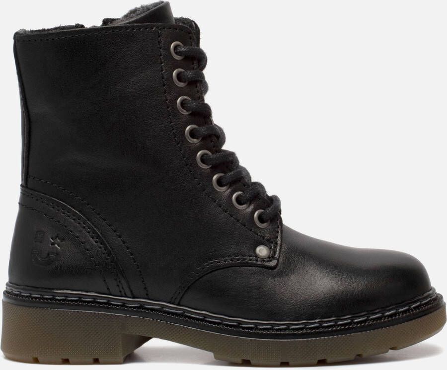 Muyters Enkellaarsjes Dames Veterboots dames Leer Zwart