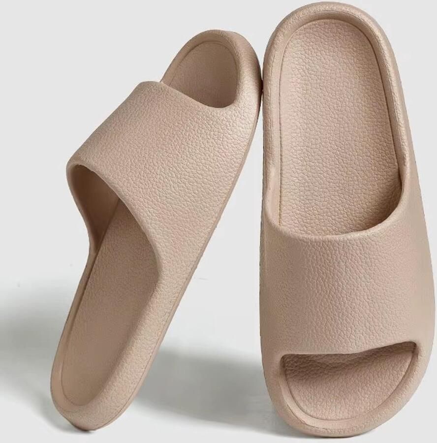 Mylinsé Badslippers Beige Huisslippers Douche Slippers Kunststof EVA Slippers Antislip Lichtgewicht Waterafstotend (valt als 39 40)
