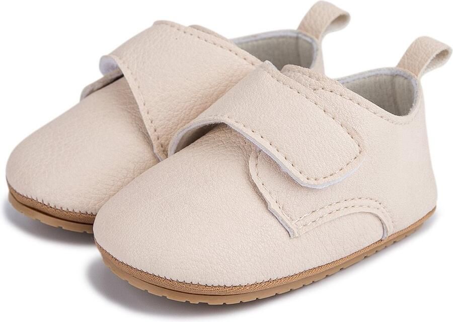 Mylinsé Stijlvolle baby schoenen met klittenbandsluiting Lichtbeige antislip rubber zool comfortabele eerste stapschoentjes Valt Klein