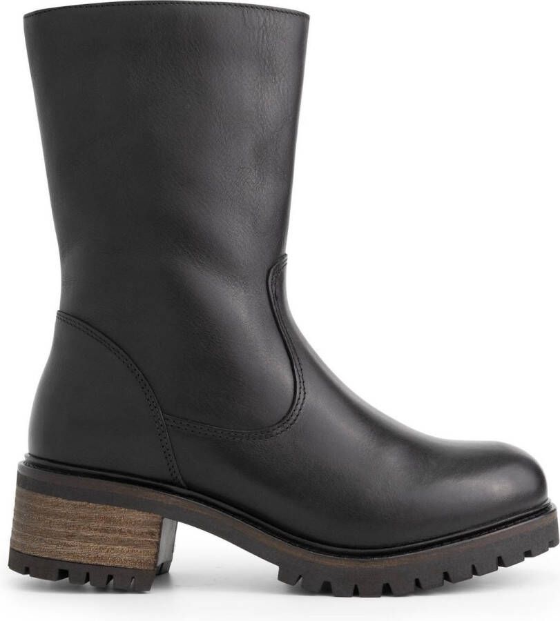 Mysa Delphine Leren Dameslaarzen wol gevoerde laars Zwart Leer