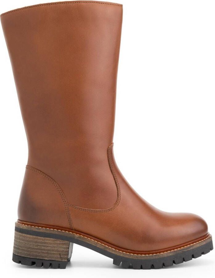 Mysa Dianthe Leren Dameslaarzen wol gevoerde laars Cognac Bruin Leer