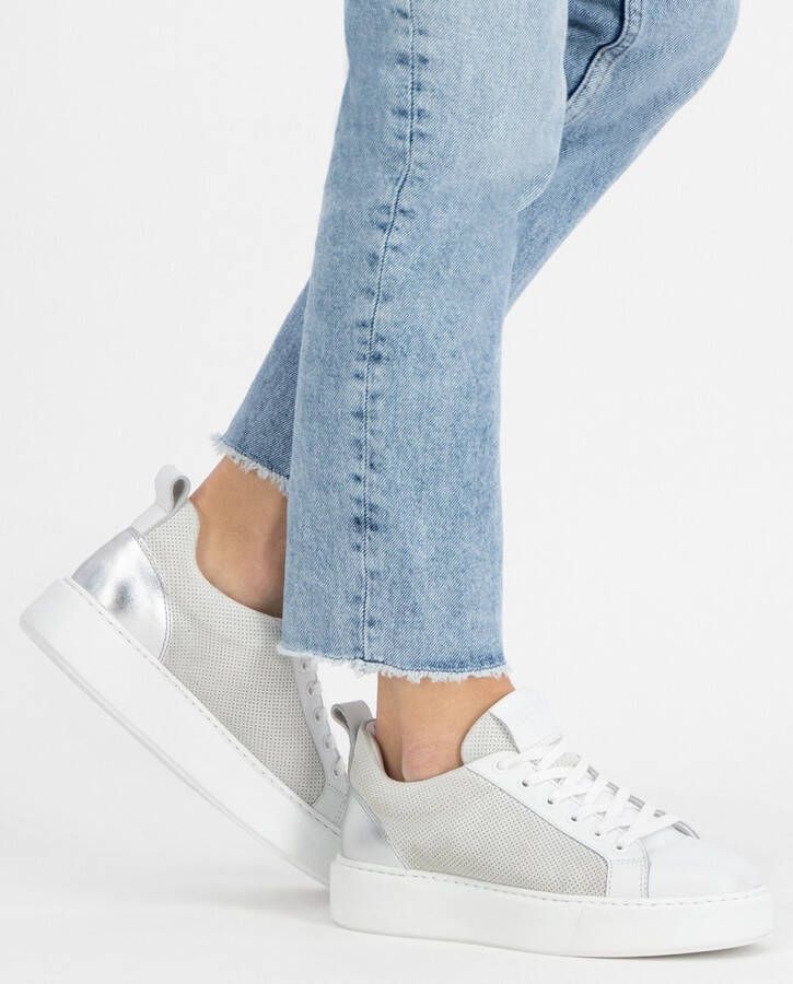 Mysa Fuschia Leren Damessneakers Veterschoenen vrouwen Wit Leer - Foto 2