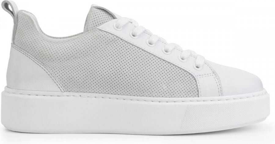 Mysa Fuschia Leren Damessneakers Veterschoenen vrouwen Wit Leer