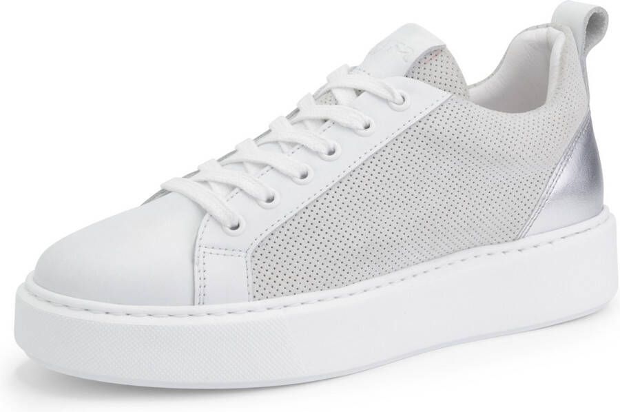 Mysa Fuschia Leren Damessneakers Veterschoenen vrouwen Wit Leer