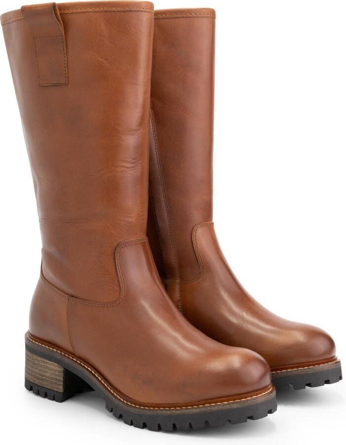 Mysa Heather Leren Dameslaarzen wol gevoerde laars Cognac Bruin Leer