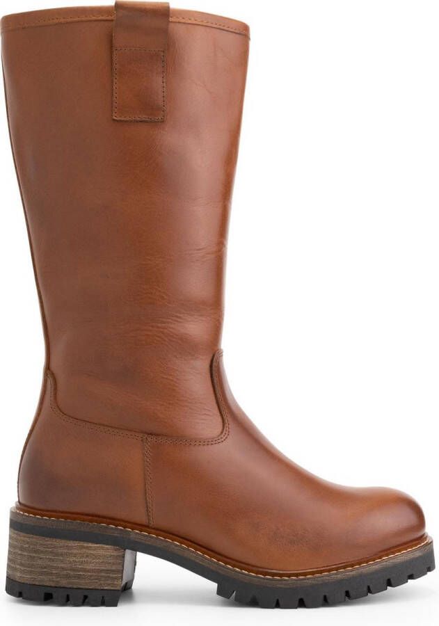 Mysa Heather Leren Dameslaarzen wol gevoerde laars Cognac Bruin Leer
