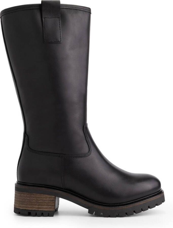 Mysa Heather Leren Dameslaarzen wol gevoerde laars Zwart Leer