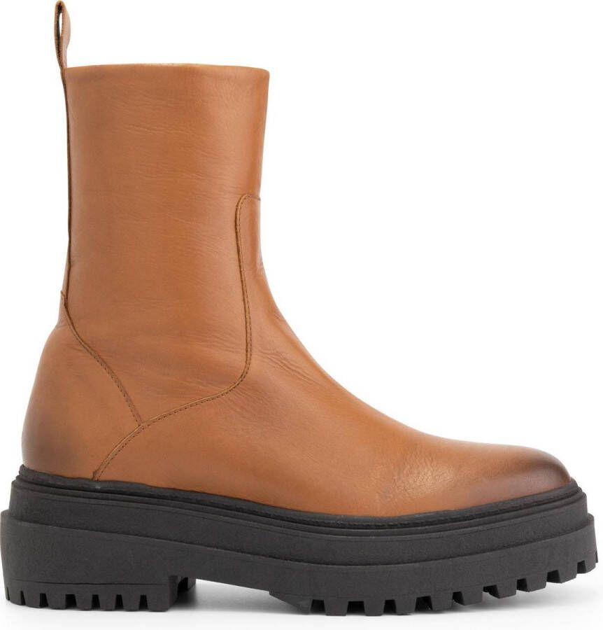 Mysa Hyacinthus Leren Dames Boots wol gevoerde laars Camel Bruin Leer