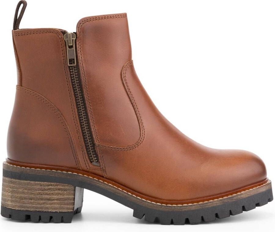 Mysa Ivy dames leren enkellaarzen Gevoerde boots Cognac Bruin Leer