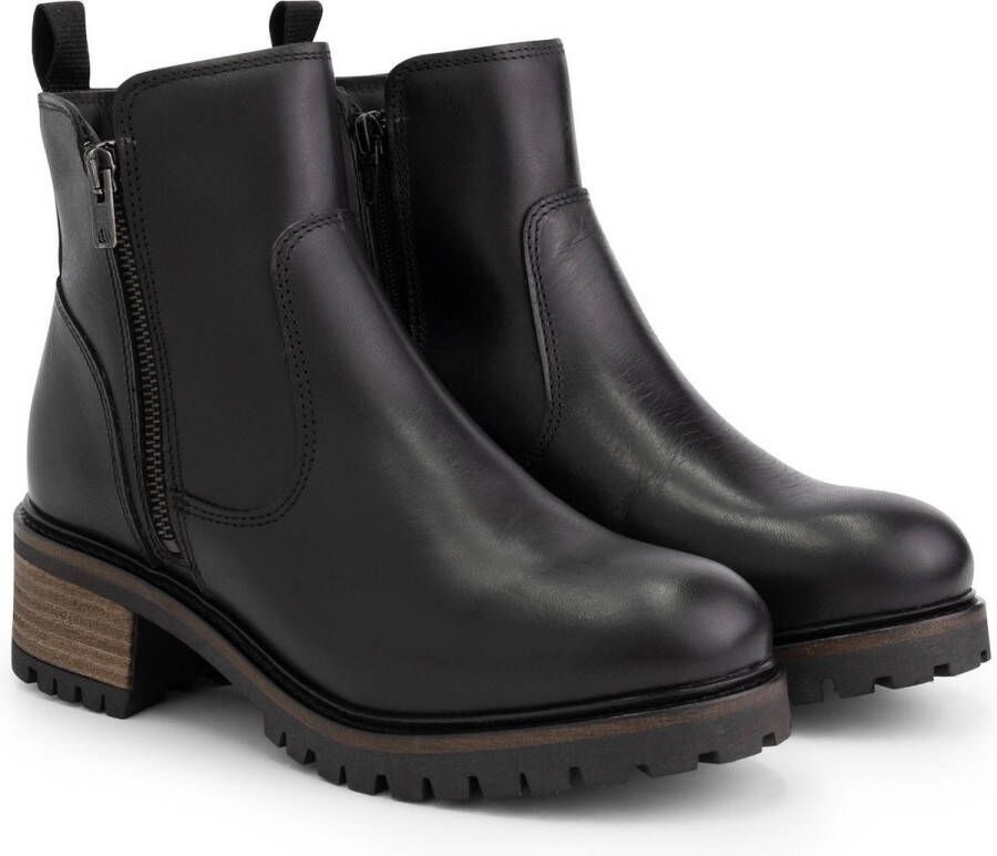 Mysa Ivy dames leren enkellaarzen Gevoerde boots Zwart Leer